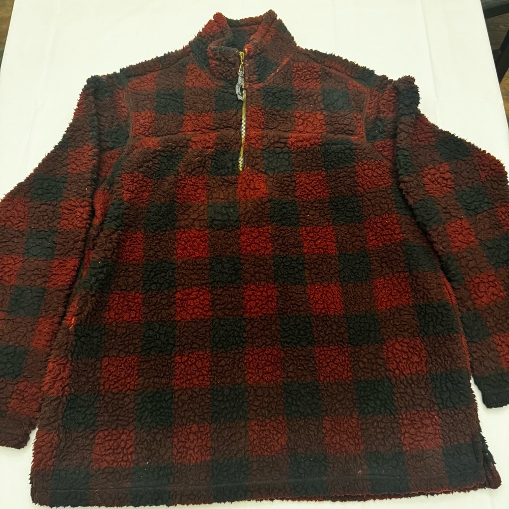 Alpine Sherpa Men’s Red And Black Pullover 1/4 Zip Outdoor Warm Sweater Sz XL
